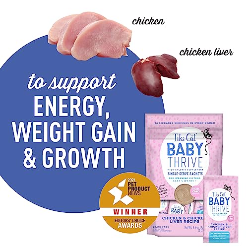 Tiki Cat Baby Thrive, Chicken & Chicken Liver Mousse, 5.6 oz. Pouch (20 Individual Servings)
