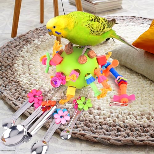 KATUMO Bird Toys, Parrot Pull Spoons Toys for Conure Cage Parakeet Cockatiel Quarker African Grey Mini Macaw  Parrots Cockatoo Small to Medium Birds