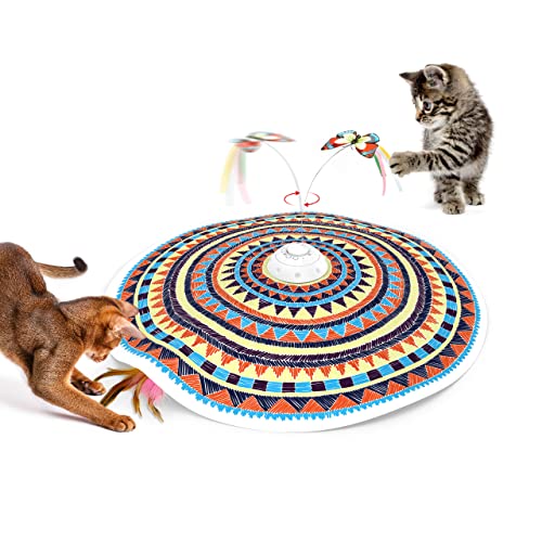 Potaroma Cat Toys Chargeable, 3in1 Hide and Seek, Automatic Interactive Fun, Fluttering Butterfly, Moving Feather, Kitten Wand, Indoor Kitty Exercise