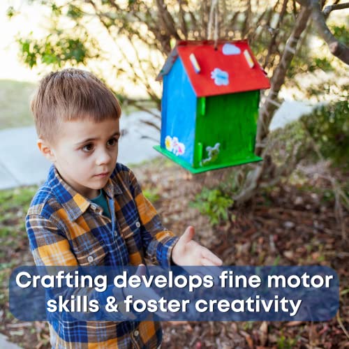 12 DIY Bird House Kits For Children to Build - Wood Birdhouse for Kids to Paint - Unfinished Bird Houses - Spring Crafts Kits - Wooden Arts & Craft