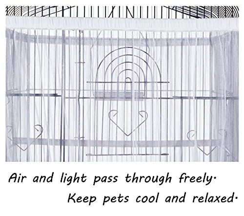 Tamu style Bird Cage Seed Catcher, Large, Stretchy Form Fitting Mesh Skirt Cover for Parrot Enclosures, Light and Breathable Fabric, Prevent Scatter