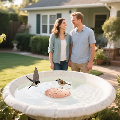 Bird Bath Copper Disk, 0.6mm Reinforced 99.99% Pure Copper Cleaning Disk with Triple-Point Support for Physical Safe Clean Water All-Season
