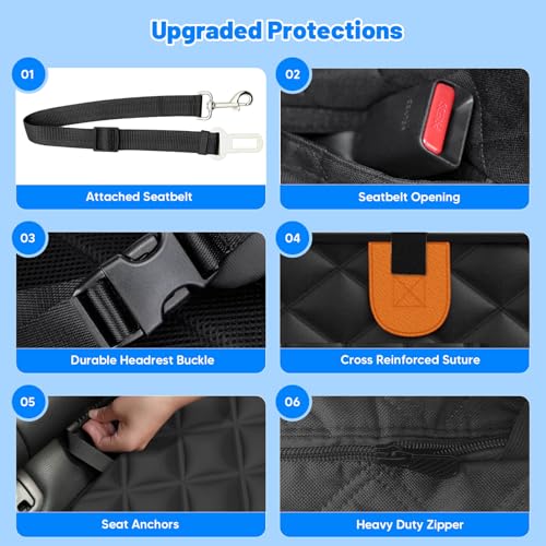 Dog Car Seat Cover for Back Seat with Hard Bottom,Waterproof Back Seat Extender for Dogs,Dog Hammock Dogs Bed for Cars, SUVs,Pet Seat Cover for Back