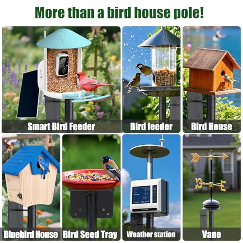 Heavy Duty Bird Feeder Pole - 88" Adjustable Bird House Stand Outdoor, Anti-Tip Auger & Stable Mount for Smart Camera Birdfeeder,Bluebird House, Bird