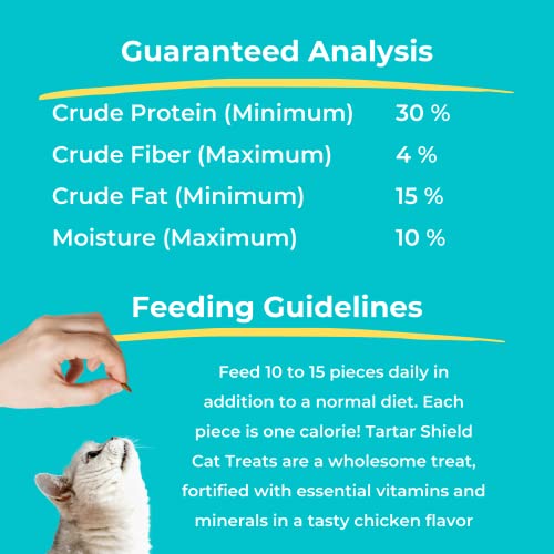 Tartar Shield Cat Treats | Daily Dental Treats | Cleans Teeth & Gums Fresh Breath Natural Oral Health Support | Wholesome & All-Natural Bites | USA