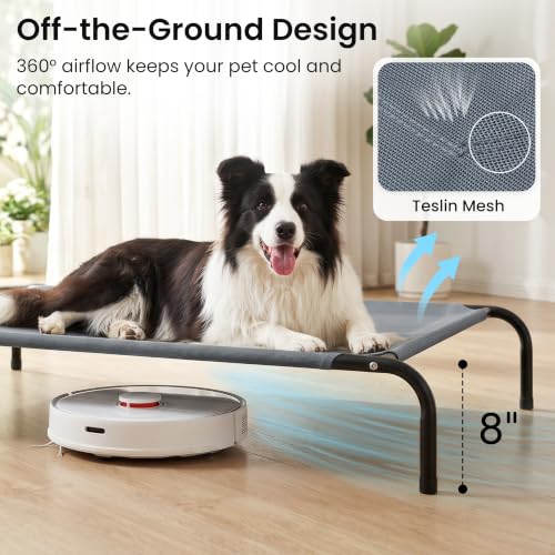 Love's cabin Elevated Cooling Dog Bed for Large Dogs, Portable Indoor & Outdoor Raised Pet Dog Cat Cot, Durable Summer Frame with Breathable Mesh