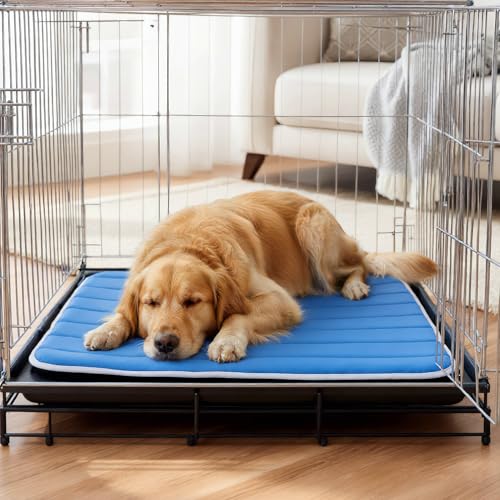 Dog Cooling Mat, Soft Fabric Cooling Mat for Dogs, Foldable Crate Pet Bed & Non-Slip, (Q-Max > 0.45) Long-Lasting Cool & Keep Your Pet Cool (Large