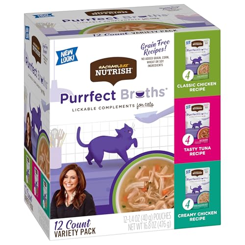 Rachael Ray Nutrish Purrfect Broths Wet Cat Food, Variety Pack, 1.4 Ounce Pouch (Pack of 24), Grain Free