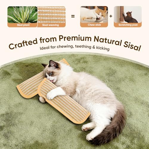 Sisal Catnip Pillow Toy Kickers, 2 Pack Interactive Catnip Toys with Organic 8000mg Herbal Blend for Indoor Scratching, Chewing & Teething, Fun for