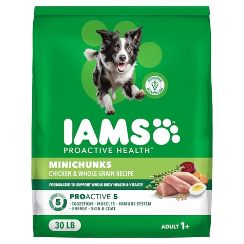 IAMS Proactive Health Adult Minichunks Premium Dry Dog Food, Adult Dog Food Dry Recipe, 30 lb. Bag