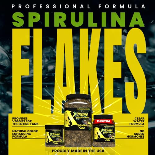 Xtreme Spirulina Flakes - Balanced Herbivorous Diet for Tropical and Marine Fish, Enhanced Health, Vibrant Colors - USA Farm Grown - Ideal for