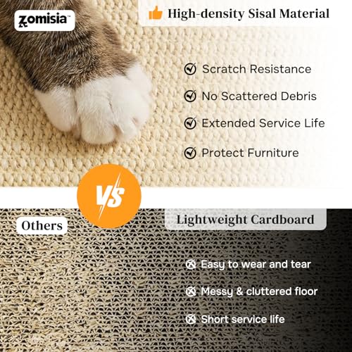 ZOMISIA Cat Scratcher with Ball Track Toy, Sisal Scratch Pad for Indoor Adult Cats, Wooden Interactive Cat Puzzle Toys for Kitten Mental Stimulation