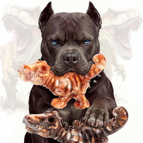 2 Pack Indestructible Dog Chew Toys for Aggressive Chewers: Ultra-Dense Nylon, Bacon Flavor Chew Bones, Heavy Duty Tough Toys for Large Dogs 20-90
