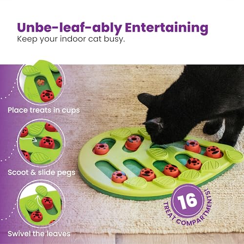 Catstages Nina Ottosson Buggin’ Out Puzzle & Play Cat Puzzle Feeder – Interactive Treat Game for Indoor Cats, Level 2 Slow Feeder Enrichment Toy