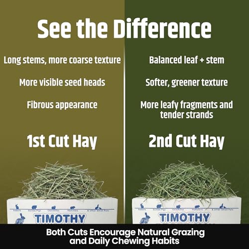 High Desert 2nd Cutting Timothy Hay for Rabbits, Guinea Pigs, Chinchillas and Small Pets, Soft Leafy for Daily Feeding and Digestive Health, Natural