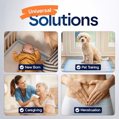 Healqu Disposable Underpads - Absorbent Incontinence Bed Pads for Adults, Kids, Elderly, and Pets - Fluid and Urine Bed Protection - Large, Thick