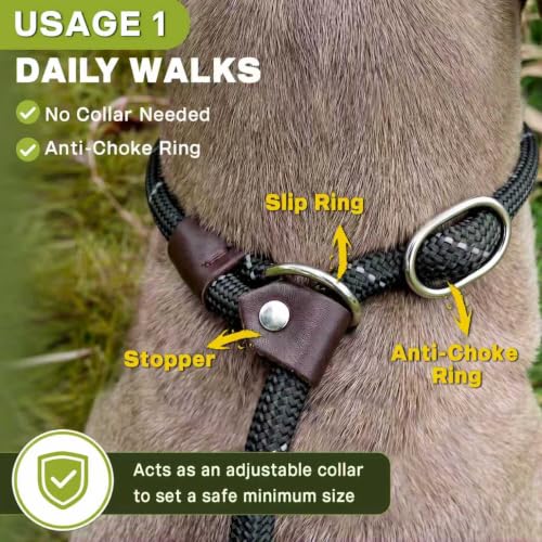 Fida Durable Slip Lead Dog Leash, 6 FT x 1/2" Heavy Duty Dog Loop Leashes, Comfortable Strong Rope Slip Leash for Large Medium Dogs, No Pull Pet