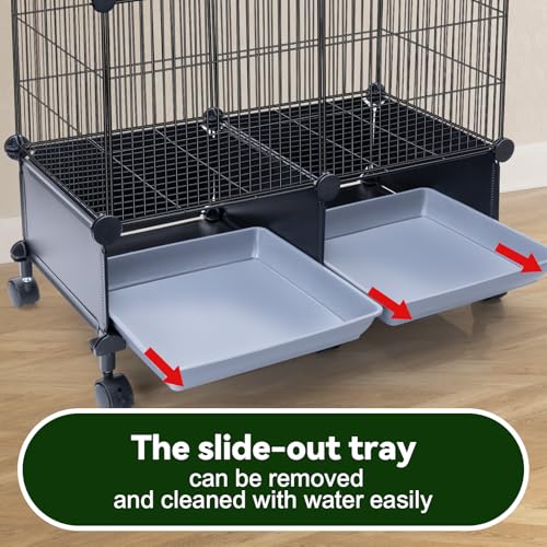 VISCOO Upgraded Encrypted 46-Inch Bird Cage, with Wooden Perches, Metal Parakeet Cage with Slide-Out Tray, Water Bottle&Feeder, Bird Cages for