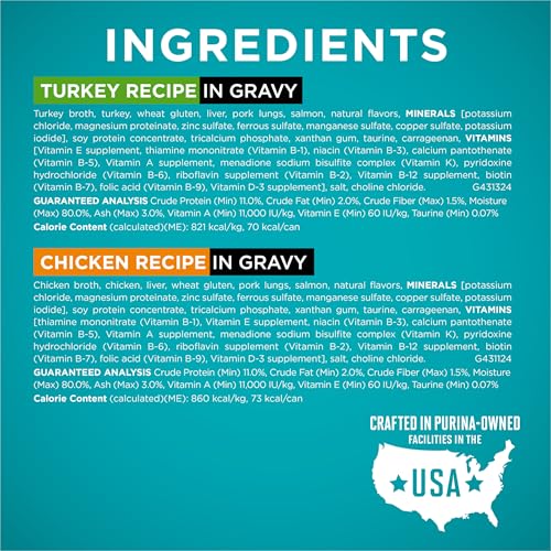 Purina ONE Natural, High Protein Cat Food Variety Pack, Turkey, Chicken and Tuna Recipes - (2 Packs of 12) 3 oz. Cans