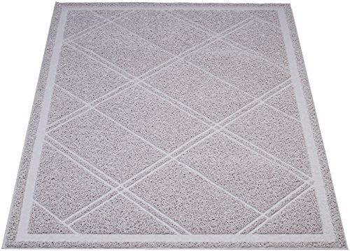 Basics Less-Mess Litter Trapping Cat Litter Box Mat, Soft on Kitty Paws, Waterproof, Scatter Control, 24" x 35", Grey