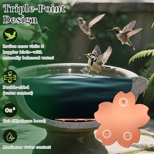 Bird Bath Copper Disk, 99.9% Pure Copper Cleaner Disc Plate 0.6mm Reinforced for Outside Physical Safe Water Purification Bird Bowls Birdbaths Solar