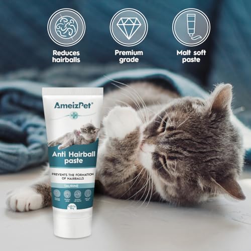 AmeizPet Hairball Remedy for Cats, Anti-Hairball Paste for Pet Fur, Treatment for Long & Short Fur Cats, 4.23 Oz (120g)