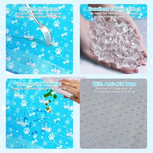 Dog Cooling Mat, Pet Cooling Mat with Non-Toxic Solid Gel, Self-Cooling Pad for Dogs, Waterproof, Durable Cooling Bed for Indoor, Outdoor, Summer