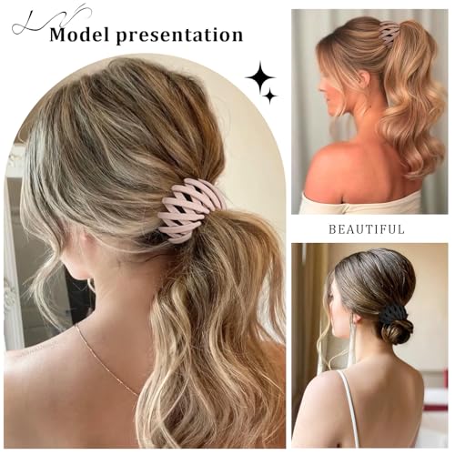 6Pcs Bird Nest Magic Hair Clips Hair Nest for Bun Strong Ponytail Holders Hair Accessories for Women Girls (Neutral, Small)