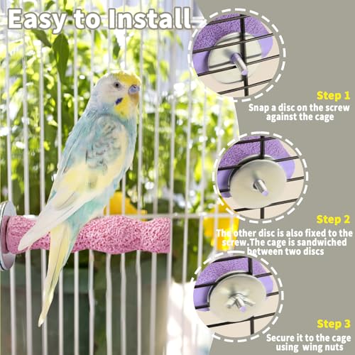 4PCS Bird Beak Grinding Stone,Cage Accessories for Parakeets,Bird Parrot Cage Perch, Stand Platform Foot Claws Trimmer Chewing Toys for Budgies