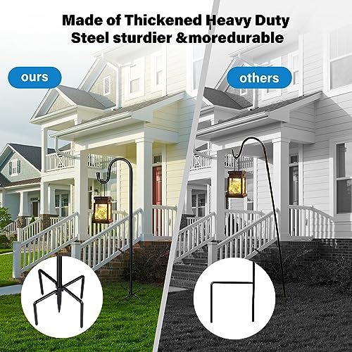 Shepherd Hooks for Outdoor, 1 Pack 62 Inch Bird Feeder Pole with 5 Prongs Base for Hanging Lantern, Hummingbird Feeder, Lightweight Plant, Shepherds