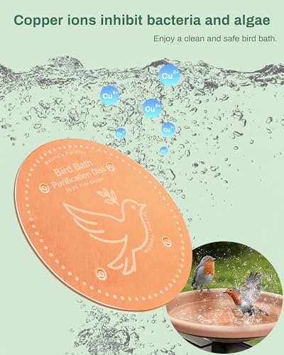 Bird Bath Purification Disk Pure Copper Outside Winter Solar Power Birdbath Heater Deicer Cage Hanging Bowl Metal Warmer Deck Railing Glass Concrete
