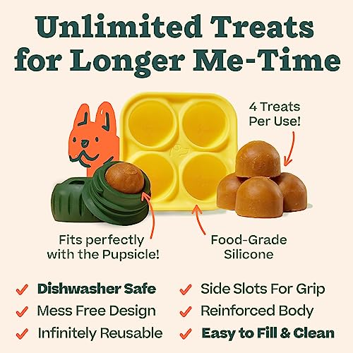 WOOF Pupsicle and Treat Tray - Long-Lasting Interactive Dog Ball Toy and Silicone Dog Treat Mold - Keep Your Pup Busy - Easy to Clean - Toys for