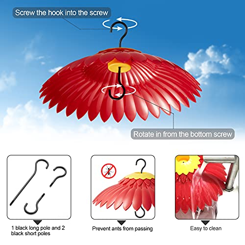 Beserie Squirrel Baffle Hummingbird Feeder Shade Cover Dome Shield Hang from Bird Feeders for Outdoors Squirrel Proof Protect Feed Red Yellow Attract