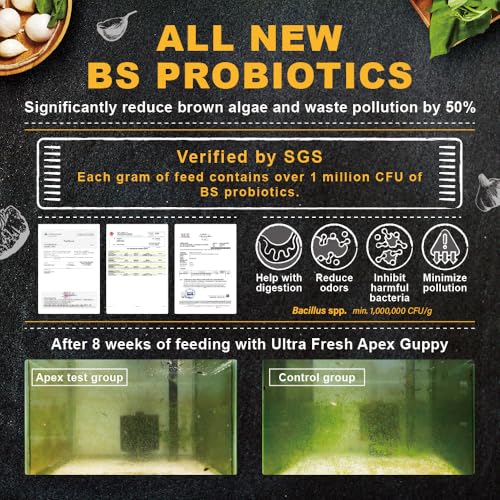 Ultra Fresh Apex Guppy Fish Food, Growth Formula with Natural Ingredients & Whole Nutrition 1.69oz