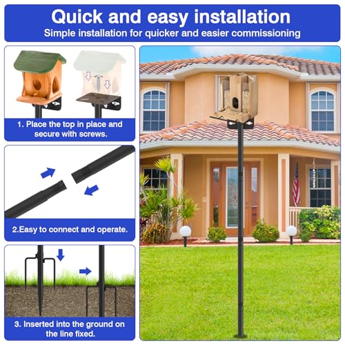 80 Inch Adjustable Bird Feeder Pole,Bird House Pole Suitable for Feeders & Birdhouse,Weather Station,Heavy-Duty Rustproof Design,Enhance Outdoor