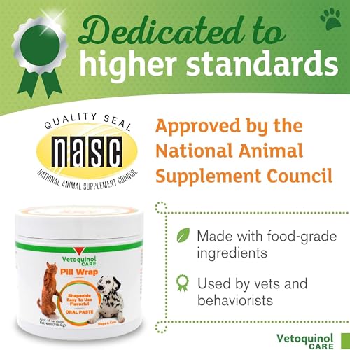 Vetoquinol Pill Wrap Treats for Dogs & Cats – 4oz, 56 servings – Hides Any Size, Shaped Pill – Moist, Flavorful & Shapeable Pill Pocket Paste