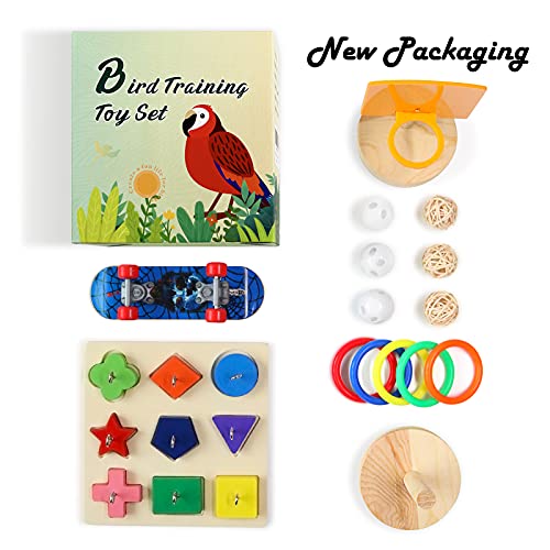 Bird Toys,Parrot Training Toys for Lovebird,Five-Types Parakeet Toys Sets for Conure, Cockatiel,12 PCS Parrot Intelligence Toy,Basketball