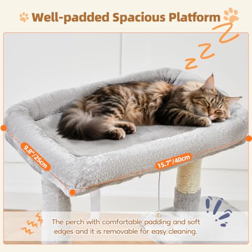 Taoqimiao Cat Tree,38.2-Inch Cat Tower for Indoor Cats,Suitable for Kittens with Luxurious cat condo with Adjustable Baskets and Luxurious Perch
