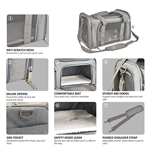 Henkelion Cat Carriers Dog Carrier Pet Carrier For Small / Medium Cats Dogs Puppies (Up To 15lbs), TSA Airline Approved Small Dog Carrier Soft Sided