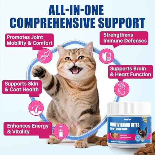 Just Try 23 in 1 Taurine for Cats Vitamins Treats with L-Lysine for Immune, Joint Support Skin & Coat & Heart Health - Multivitamin, HIV Omega 3