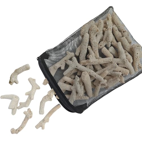 1.1lb/500g Crushed Coral, Natural Fish Tank Crushed Coral, Crushed Coral Filter for Freshwater Aquarium Ph Aquarium Bio Filter Media Bag Reusable