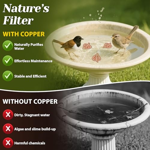 3Pcs Bird Bath Copper Purification Disk 99.99% Pure Copper Water Cleaning Discs 0.6mm Physical Clean Water for All-Season Universal Natural Fit for