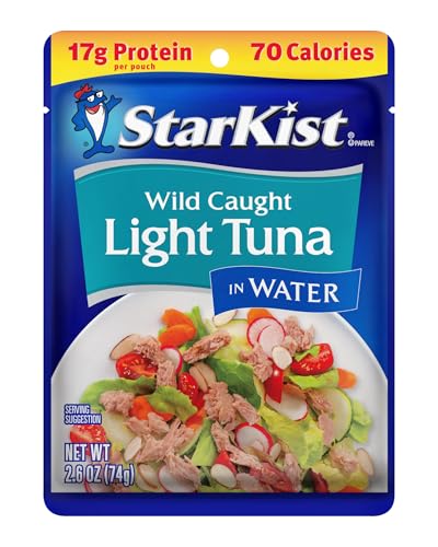 StarKist Light Tuna in Water Pouch (2.6 oz - 12 Pack) Ready to Eat, Wild Caught, High Protein Shelf Stable Seafood, Gluten Free, Soy Free, No