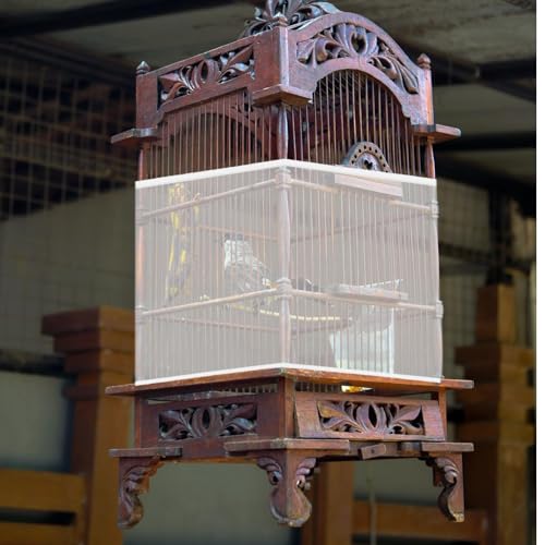Bird Cage Seed Catcher White Bird Cage Net Cover Adjustable Birds Cages Netting Seed Catcher Stretchy Birds Cages Guard for Parrot Enclosures