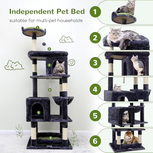 Globlazer Heavy Duty Cat Trees for Large Cats, Sturdy 72in Maine Coon Cat Tree for Large Cats 20 lbs+ Heavy Duty Cat Tower for Adult Biggest Cat with