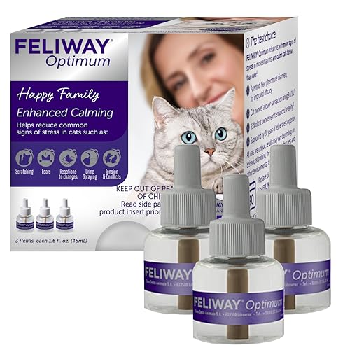 FELIWAY Optimum Cat Calming Diffuser Refill (3 Pack, 90 Day Supply) – Cat Pheromone Diffuser Refill for Advanced Support to Reduce Stress, Spraying