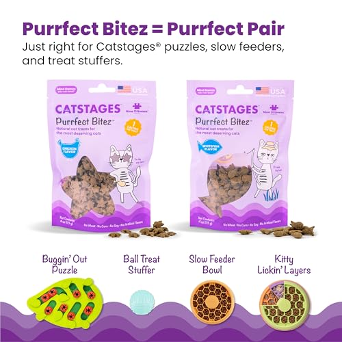 Catstages Nina Ottosson Buggin’ Out Puzzle & Play Cat Puzzle Feeder – Interactive Treat Game for Indoor Cats, Level 2 Slow Feeder Enrichment Toy