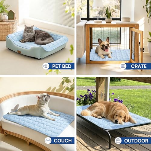 Luciphia Premium Dog Cooling Mat Non-Slip Q-MAX>0.5 Self-Cooling Pad for Small Pet Cat Indoor Portable Kennel Puppy Bed for Summer Crate Pad for Dog