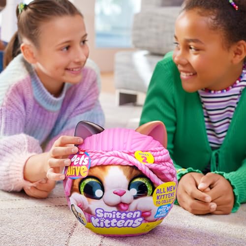 Pets Alive Smitten Kittens Series 2 (Calico Cat) by ZURU – Interactive Plush Cat Toy with 10 Sounds, Surprise Unboxing, Soft Collectible Pet for Ages