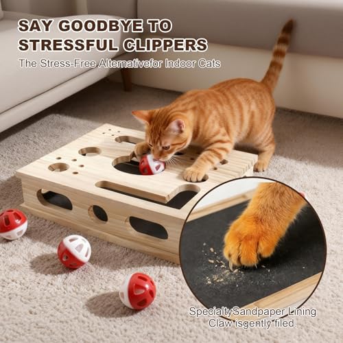 2026 New Model Cat Nail File Enrichment Box Cat Nail File Box with Sandpaper Stress-Free Alternative to Trimming Nails, Cat Toys Interactive for